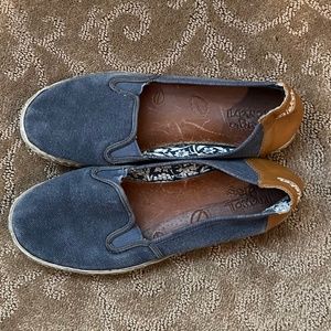 GUC, Womens Reiker Casual Blue Canvas & Leather Loafer sz 39 US 8.5